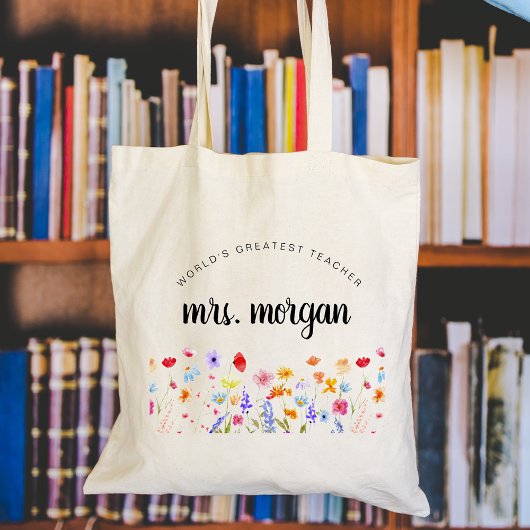 Regenboog Wildbloemen Kleuterschool Leraar Gift Tote Bag