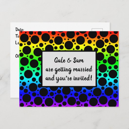 Regenboog Willekeurige Stippen Uitnodiging Briefkaart (Voorkant / Achterkant)