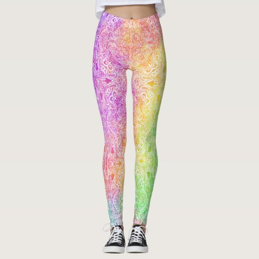 Regenboog & Witte Medaillon Leggings (Voorkant)
