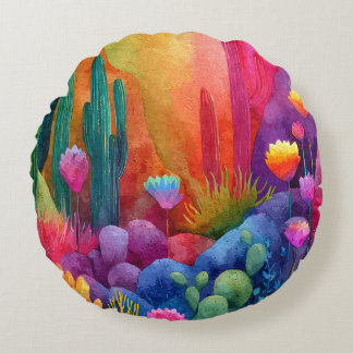Regenboog Woestijn Cactus Sterrenstelsel Ronde Kus Rond Kussen