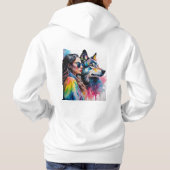 Regenboog Wolf en meisje Hoodie (Achterkant)
