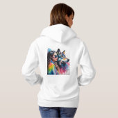 Regenboog Wolf en meisje Hoodie (Achterkant volledig)