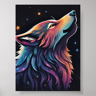 Regenboog Wolf Zielt: Een Kosmisch Verhaal Poster