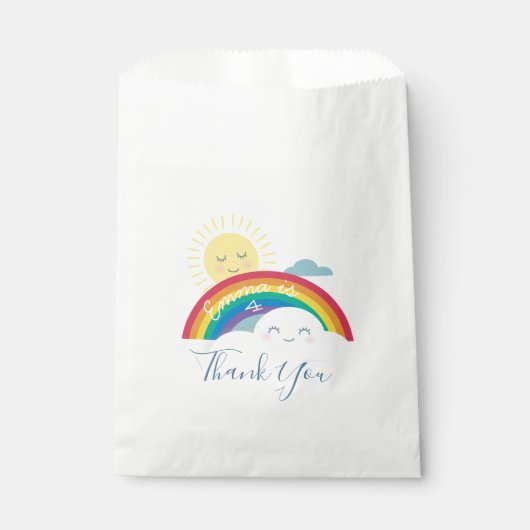 Regenboog Wolk en Zon Verjaardag Favor Bag Bedankzakje (Voorkant)