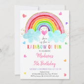 Regenboog Wolk Hartjes Watercolor Verjaardag Kaart (Voorkant)