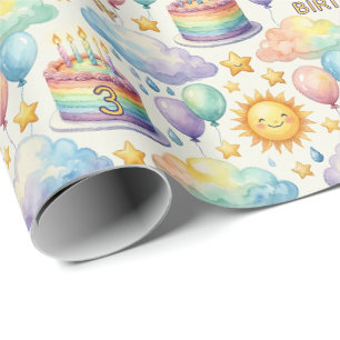 Regenboog Wolk Verjaardags Inpakpapier