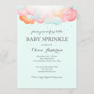 Regenboog Wolken Blauwe Baby Shower Uitnodiging
