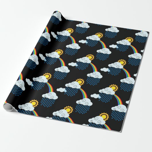 Regenboog Wolken Cadeaupapier (Uitgerold)