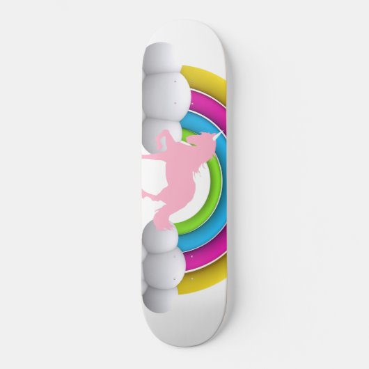 Regenboog, wolken, eenduidig, op maat gedrukt persoonlijk skateboard (Voorkant)