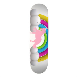 Regenboog, wolken, eenduidig, op maat gedrukt persoonlijk skateboard