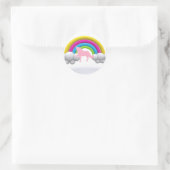 Regenboog, Wolken, Eenhoorn, Douane Gedrukt Ronde Sticker (Tas)