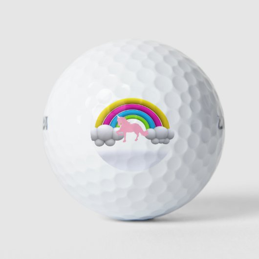 Regenboog, Wolken, Eenhoorn, Geweldig cadeau idee, Golfballen (Voorkant)
