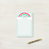 Regenboog Wolken en Hart Regendruppels Gepersonali Post-it® Notes (Op bureau)
