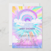 Regenboog Wolken Harten Tie Dye Baby Shower Kaart (Voorkant)