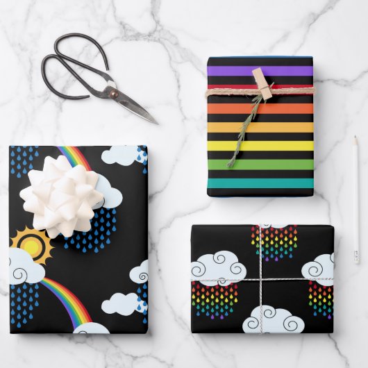 Regenboog Wolken Inpakpapier Vel (Voorkant)