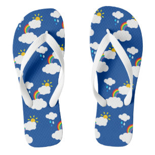 Regenboog, wolken, regen- en zonne-Teenslippers Teenslippers