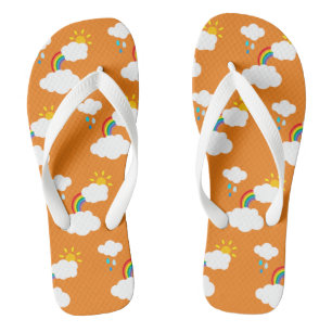 Regenboog, wolken, regen- en zonne-Teenslippers Teenslippers