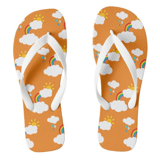 Regenboog, wolken, regen- en zonne-Teenslippers Teenslippers (Voetbed)