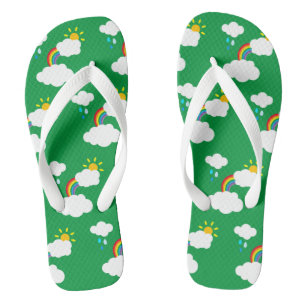 Regenboog, wolken, regen- en zonne-Teenslippers Teenslippers
