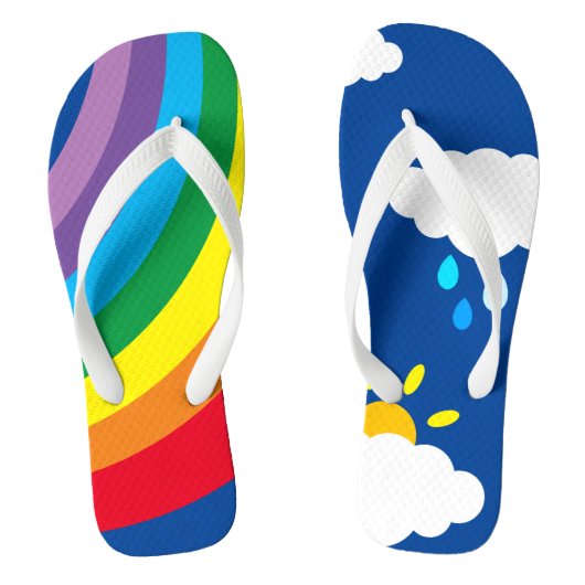 Regenboog, wolken, regen- en zonne-Teenslippers Teenslippers (Voetbed)