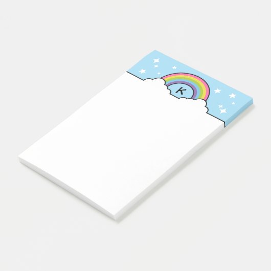 Regenboog Wolken & Sterren Monogram Post-it® Notes (Schuin)