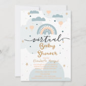 Regenboog,Wolken Sterren Virtuele Baby Shower Kaart (Voorkant)