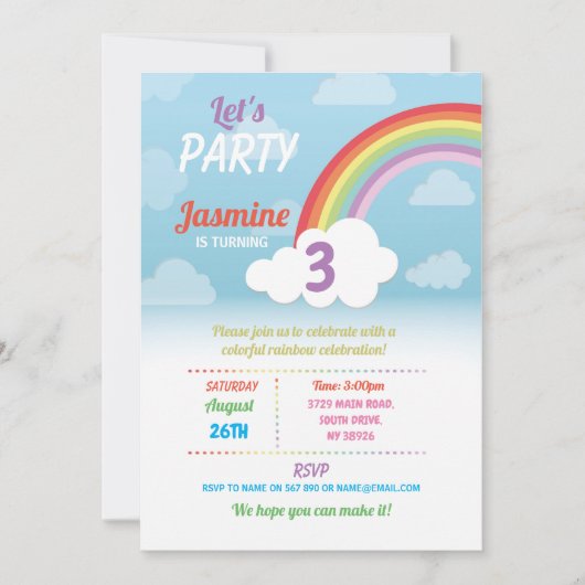 Regenboog Wolken Verjaardagsfeestje voor elke leef Kaart (Voorkant)