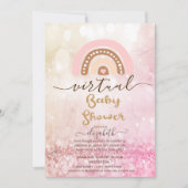 Regenboog, wolkenkrabber Bokeh Virtual Baby shower Kaart (Voorkant)