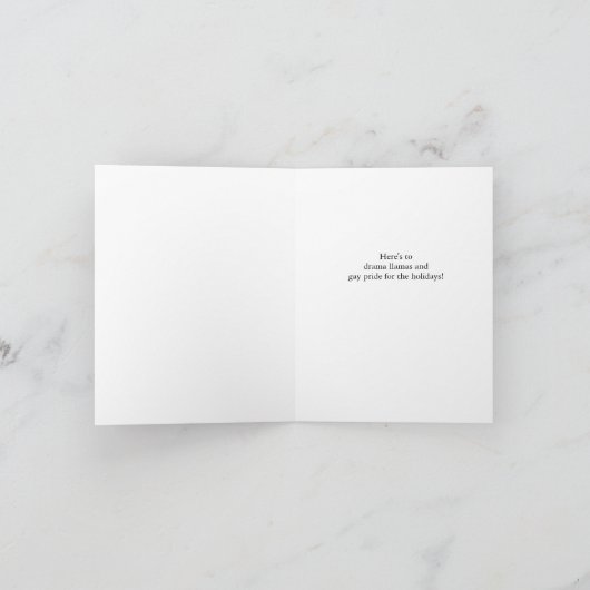 Regenboog Wolletjes, Llama Drama, Gay Pride Kerstm Kaart (Binnen)