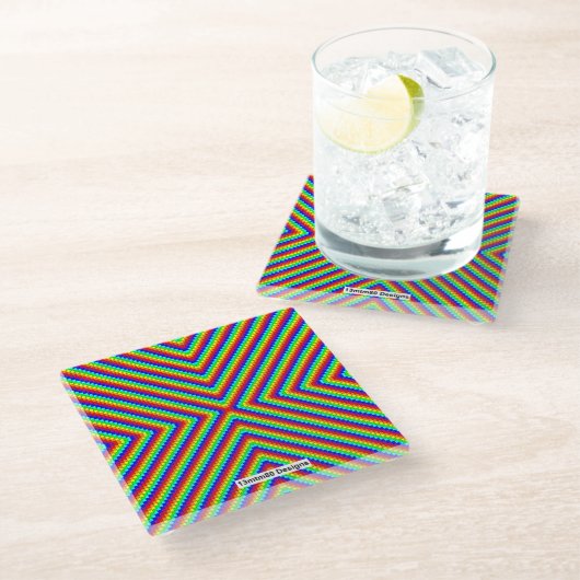 Regenboog X - Glas Onderzetter (Schuin)