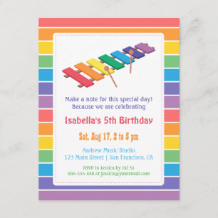 Regenboog Xylofoon Kinder Muziek Thema Verjaardags Kaart