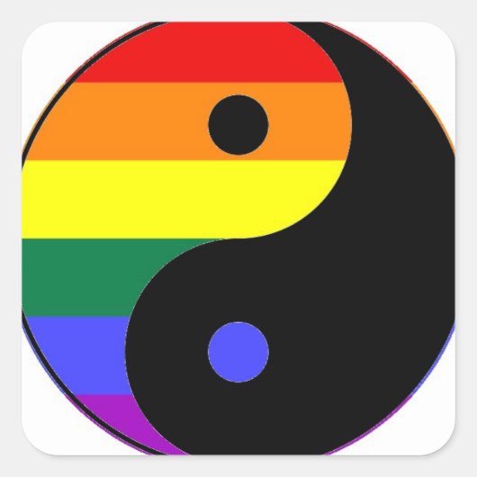 Regenboog Yin en Yang - LGBT Pride Regenboog Kleur Vierkante Sticker (Voorkant)