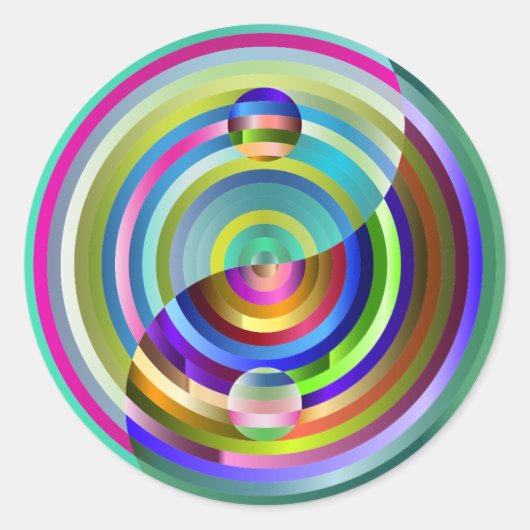 Regenboog Yin Yang stickers (Voorkant)