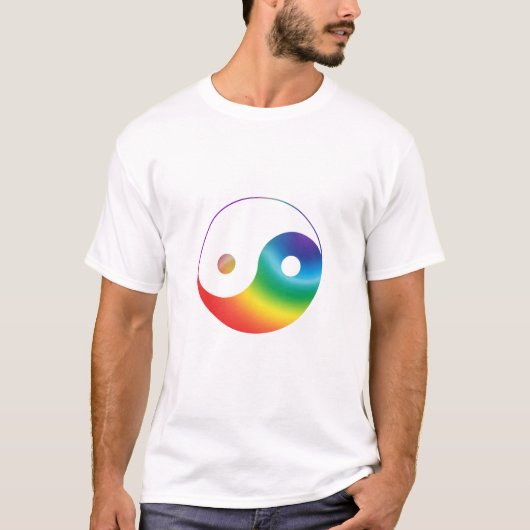 Regenboog Yin Yang Symbool T-shirt (Voorkant)
