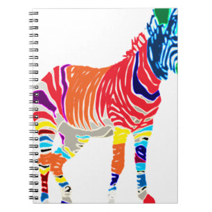Regenboog Zebra Dieren Geborduurd Patroon Feestje Notitieboek