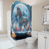 Regenboog Zebra Douchegordijn (In situ)