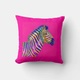 regenboog zebra met roze fuschia-kussen kussen