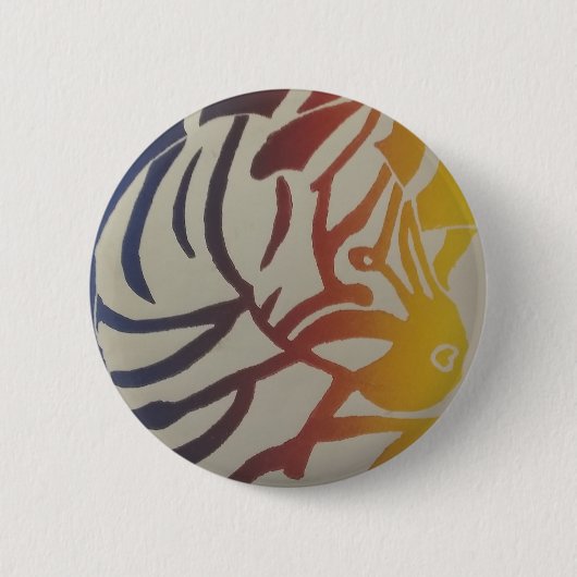 Regenboog Zebra pin/ Ronde Button 5,7 Cm (Voorkant)