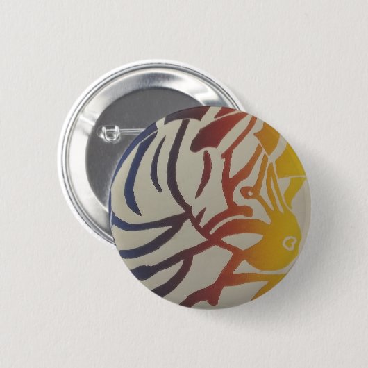 Regenboog Zebra pin/ Ronde Button 5,7 Cm (Voorkant /achterkant)
