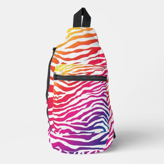 Regenboog Zebra Sling Bag (Voorkant)