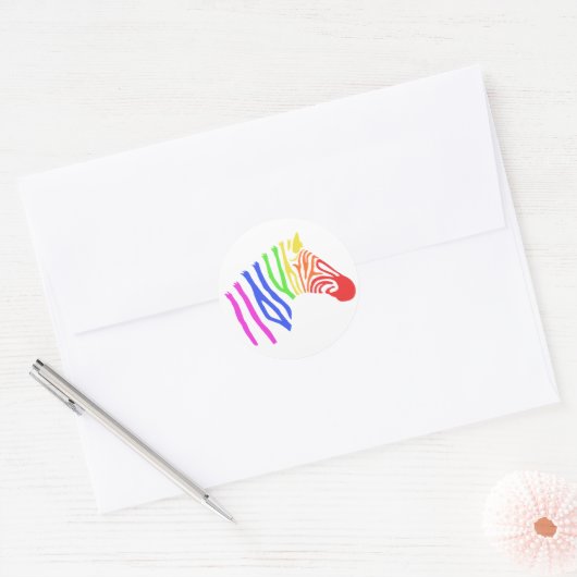 Regenboog Zebra Sticker (Envelop)