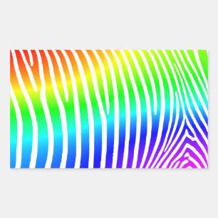 Regenboog Zebra Strepen Rechthoekige Sticker