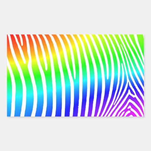 Regenboog Zebra Strepen Rechthoekige Sticker (Voorkant)