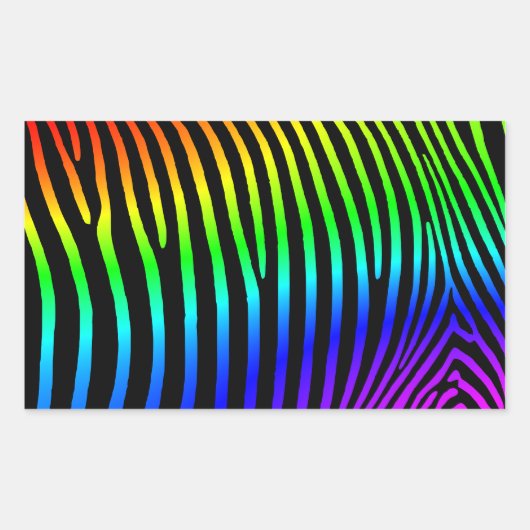 Regenboog Zebra Strepen Rechthoekige Sticker (Voorkant)