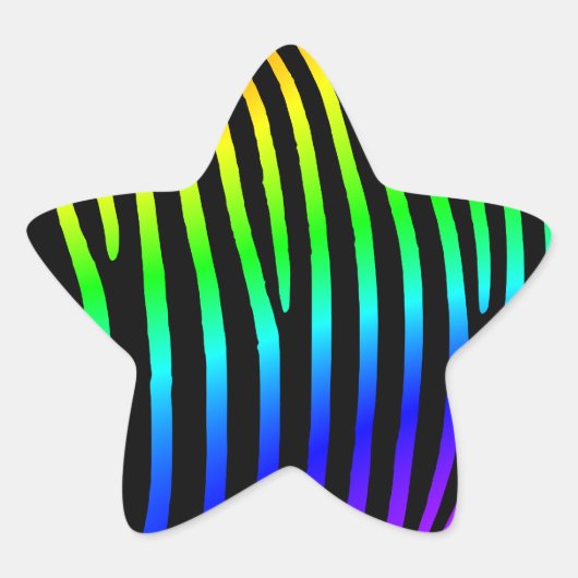 Regenboog Zebra Strepen Ster Sticker (Voorkant)