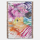 Regenboog zebra, waterverf wilde illustratie. deken (Voorkant Verticaal)