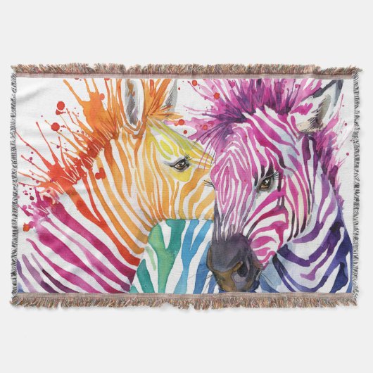 Regenboog zebra, waterverf wilde illustratie. deken (Voorkant)
