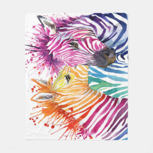 Regenboog zebra, waterverf wilde illustratie. fleece deken