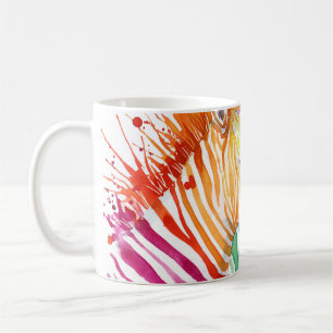 Regenboog zebra, waterverf wilde illustratie. koffiemok