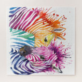 Regenboog zebra, waterverf wilde illustratie. legpuzzel (Horizontaal)